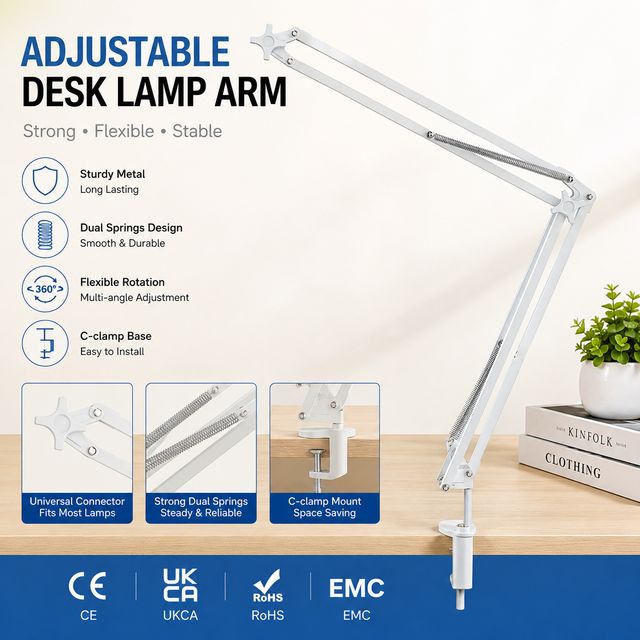 Heavy Duty Spring Balance Lamp Arm Adjustable Metal Folding Support Bracket for Desk Task Light OEM ODM Wholesale Factory Supply