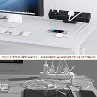 Prise de courant de bureau à fixation par pince, rétractable, USB-C, cordon d'extension de 6 pieds, 3 prises AC, utilisation industrielle et hospitalière, acier inoxydable