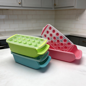 Juego de bandejas para cubitos de hielo en forma de corazón, rosa, verde, azul, material PP, para uso en verano - Product Image 2