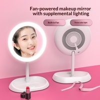 Miroir de maquillage de bureau LED intégré avec éclairage latéral haute définition, trois couleurs d'éclairage, plateau de rangement pliable