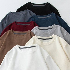เสื้อยืดแขนสั้นผู้ชาย ผ้าวาฟเฟิล คอกลม ทรงหลวม สไตล์ญี่ปุ่น ขายส่ง - Product Image 1