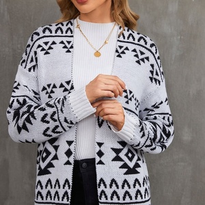 Nuevo Suéter Cárdigan de Jacquard para <span class=keywords><strong>Mujer</strong></span>, Otoño e Invierno, Abotonado, Holgado, Informal, de Punto, Largo - Product Image 3