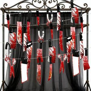 Guirlande de couteaux et ciseaux sanglants Halloween 608395 : Décoration suspendue sur le thème des <span class=keywords><strong>films</strong></span> d'<span class=keywords><strong>horreur</strong></span> pour fêtes, maisons hantées et photomaton - Product Image 2