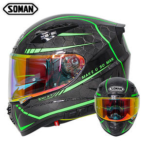 Caschi da motociclista in fibra di carbonio SOMAN X7 con doppia lente cromata Capacetes Premium Casco prodotto - Product Image 3