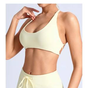 YIYI Haut de sport <span class=keywords><strong>pour</strong></span> femme à col licou, sans armatures, <span class=keywords><strong>dos</strong></span> élégant, sensation de seconde peau, confortable, respirant, séchage rapide, soutien-gorge de <span class=keywords><strong>yoga</strong></span> - Product Image 3