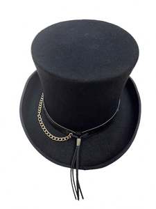 R189 หมวกทรงสูงสไตล์วินเทจแฟชั่นสตรีทสตีมพังก์ร็อก ทำจากขนสัตว์แท้ 100% สำหรับทุกเพศ ปรับขนาดได้ เหมาะสำหรับงานปาร์ตี้ - Product Image 3
