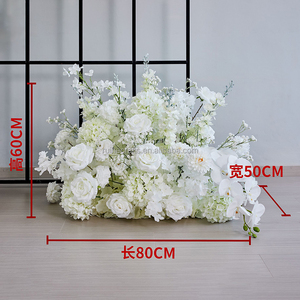 Panel de Flores Colgantes de Rosas Blancas, Flores de Seda, Baby Breath, Panel de Esquina, Camino de Flores para Decoración de Bodas, Fiestas y Compromisos - Product Image 2