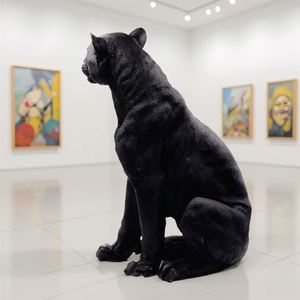 Realistic Resin Black Panther Statue for Garden Decor - Latin American Style Outdoor Ornament - Product Image 1