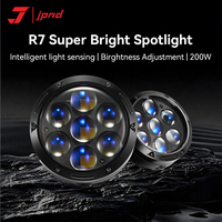 Projecteur de moto JPAD R7 200W, LED haute luminosité, détection intelligente de la lumière, lampe extérieure jaune et blanche, alliage d'aluminium, 12V-15V