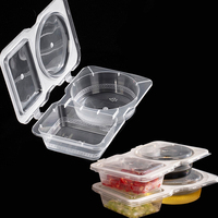 MOQ 25 Pièces Gobelets en Plastique à 2 Compartiments pour Sauces Récipients à Assaisonnements Boîtes à Trempette avec Couvercle pour Sauces Chili, Vinaigre, Vinaigrette à Emporter