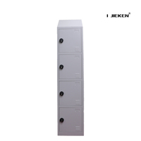 Armoire de rangement compacte à quatre portes avec toit incliné, design de rangement pour le personnel, casiers métalliques avec serrures individuelles pour le bureau, l'école, la salle de sport