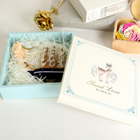Caja de Regalo Plegable con Tapa y Bandeja, Diseño de Ciervo, Blanca, Tamaño Mediano, Embalaje Transfronterizo con Bolsa, Venta al por Mayor, Caja de Regalo de Dibujos Animados