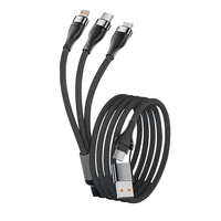 Câble de charge super rapide 2-en-3 100W en nylon tressé USB-A Type-C Micro 8 broches multi-ports EU/UK/US/AU pour téléphones mobiles iOS