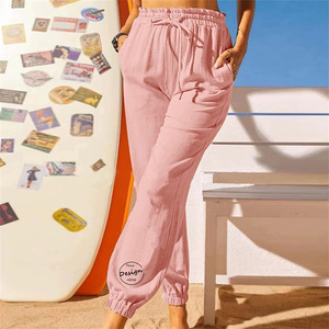 Nuevo estilo, pantalones deportivos de verano para mujer, decoraciones con cuentas de encaje, diseño de capullo de flores personalizado, pantalones con cordón de cintura Regular - Product Image 6