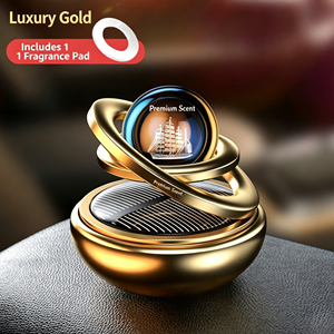 Diffuseur d'arômes solaire de luxe à double anneau pour voiture, diffuseur rotatif suspendu, ornement parfumé pour l'intérieur de voiture - Product Image 1