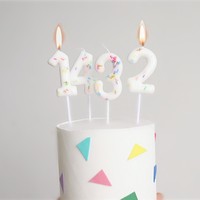 Bougies d'anniversaire numérotées blanches avec points colorés 0-9, bougies numériques en cire de paraffine, faites à la main, non toxiques pour Diwali et Halloween