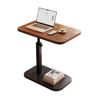 Table basse moderne convertible en bois avec rangement surélevé, bureau d'ordinateur à domicile, table d'appoint de canapé ou de chevet pour balcon, en métal