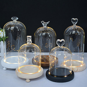 โดมแก้วกลมใสสำหรับตกแต่งพร้อมฐานไม้ก๊อกทรงกระบอกแบบโบราณ - Product Image 6