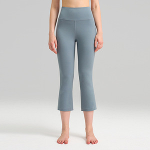 Pantalon de yoga personnalisé pour femmes en gros 23 pouces taille haute hanche levage poncé séchage rapide pantalon évasé Fitness Pilates pantalon de sport - Product Image 1