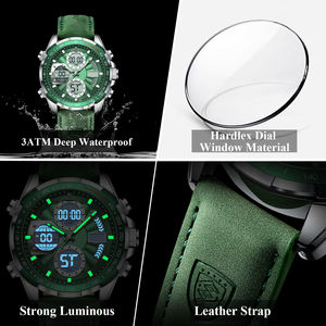Reloj POEDAGAR E108 de Doble Pantalla, Cronógrafo, Deportivo, de Cuero, Resistente al Agua, de Cuarzo, para Hombre - Product Image 2
