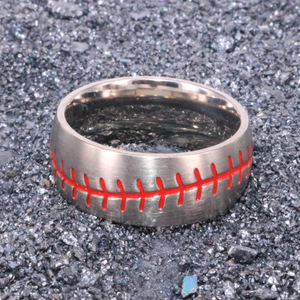 유행 청소년 야구 선수권 반지 남자의 티타늄 강철 야구 반지 소년을위한 스포츠 결혼 밴드 반지 - Product Image 3