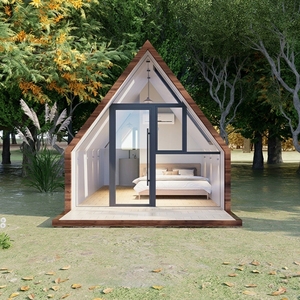 Cabane en bois à ossature A en promotion, maison de type grange pour complexe hôtelier, gîte, camping, villa préfabriquée triangulaire, chambre d'hôtes extérieure à montage rapide - Product Image 1