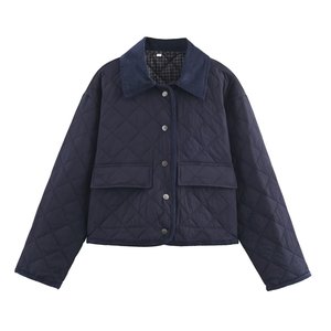 Abbigliamento Femminile per il Commercio Estero Transfrontaliero, Nuovo Poncho in Velluto a Coste Trapuntato in Nylon Stile Casual con Colletto alla Coreana per Autunno e Inverno - Product Image 2
