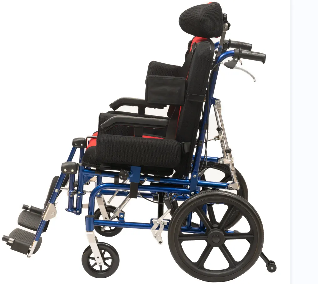 Ucuz fiyat üretici tedarik tekerlekli sandalye hafif ayakta tekerlekli sandalye serebral palsi recliner tekerlekli sandalye