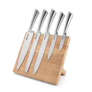 专业亚克力菜刀套装5 pcs必备不锈钢厨师刀，带空心430钢手柄