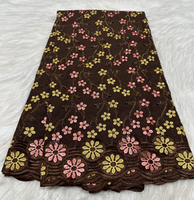 Tissu en dentelle africaine de Dubaï 100 % coton de haute qualité pour foulard en voile suisse avec décoration en strass