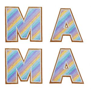 Patchs brodés en lettres dorées de 8 cm avec bordure en cristal pour la décoration de chapeaux et de vêtements - Product Image 2