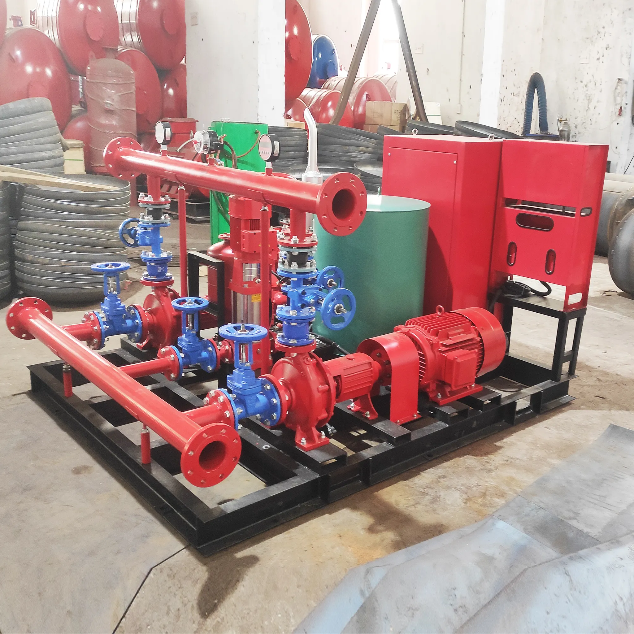 Skid-mounted fire pump sets  electric  diesel  jockey pump