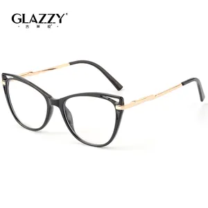 Glazzy özel Logo bayanlar Tr90 mavi işık engelleme gözlük çerçeveleri optik gözlük mavi anti işık gözlük trendy kadın