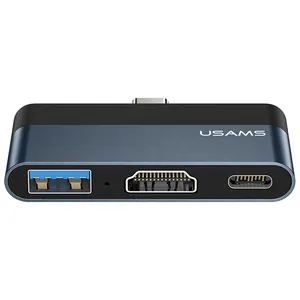 Usams SJ492 3in 1 tip-c HD adaptörü hub Multiport mini Hub dizüstü c tipi USB-C HD 3 bağlantı noktası Hub USB 3.0 adaptörü