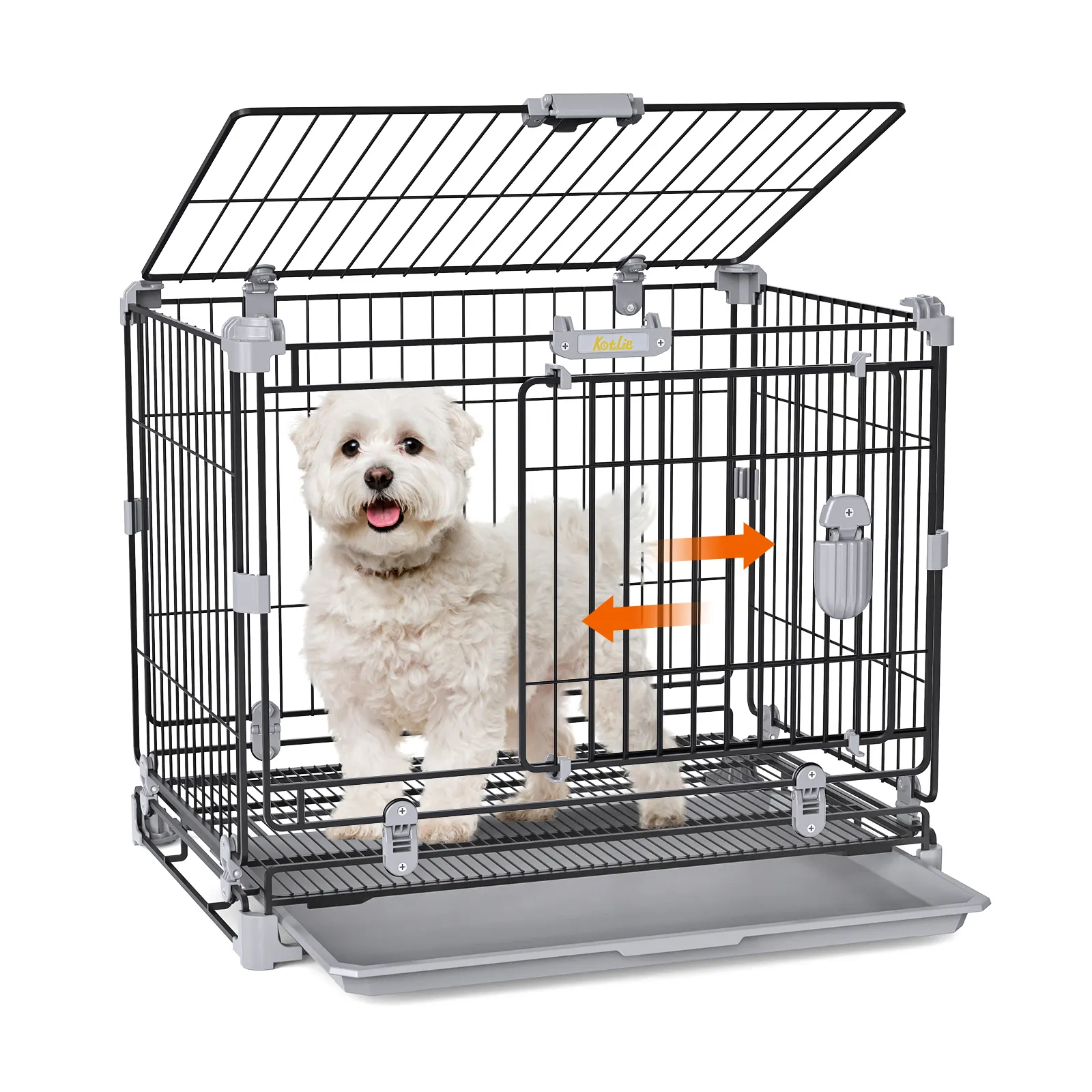 레저 애완 동물 케이지 개 사육장 실내 접을 수있는 고양이 운송 캐리어 케이지 수동 밸브가있는 범용 휠