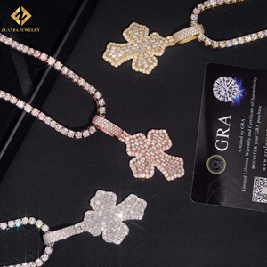 Fashion Hip Hop <b>Crucifix</b> Jewelry Gold Plated Pendant 925 Sterling <b>Silver</b> VVS Moissanite Brilliant Cut Iced Cross Pendant - Product Image 2