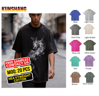 T-shirts pour hommes tendance, coupe oversize, à manches courtes, en coton gaufré texturé et slub, grammage lourd, sans couture, motif animal, essentiel de la garde-robe