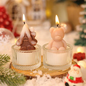 Home Decor High Quality Little Bear Shaped Aromatherapy Candles Christmas Gift Handmade Glass <b>Cup</b> Bear Scented Candle - Product Image 3