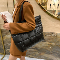 Sac fourre-tout de luxe en PU rembourré de duvet avec fermeture éclair, sacoche isotherme et imperméable pour ordinateur portable, idéal pour les femmes professionnelles et les trajets quotidiens