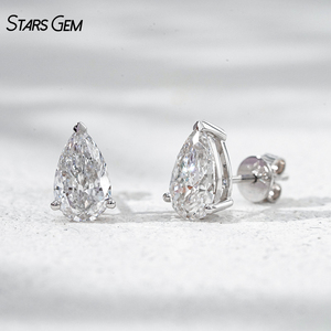 Boucles d'oreilles Starsgem Fine Jewely en or massif 10 carats avec diamants de laboratoire taille poire 1,0 carat - Product Image 3
