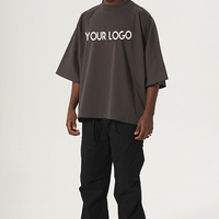 T-shirt pour homme en coton 100% - Coupe ample - Manches courtes - Col rond - Couleur unie - Tricoté - Décontracté - Streetwear