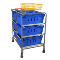 Chariot logistique robuste ALLWORLD CH05105 en acier avec étagères grillagées, capacité 200 kg, 1082*650*1138mm, quatre roues, revêtement poudré, OEM ODM