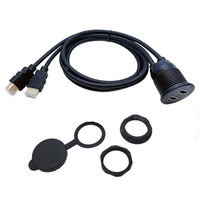 Câble d'extension double USB 3.0 de 1 m, étanche, à montage encastré, en PVC tressé, conducteur en cuivre étamé, pour tableau de bord de voiture, 12 V