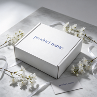 Boîte d'emballage cadeau en carton ondulé bleu et blanc de luxe sur mesure pour bijoux