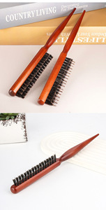 Teasing Boar Bristle Edge Hair <b>Brush</b> for Women - Teasing Comb with Rat Tail Pick for Hair Sectioning Used for Edge Control, <b>Back</b> - Product Image 2