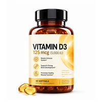 OLLI OEM Private Label Vitamine D3 Capsules molles 5000 UI Soutien immunitaire, osseux et musculaire 60 Capsules molles