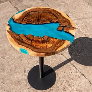 Blue Round Epoxy Coffee Table Wood Resin Epoxy Table Modern Epoxy Resin For Table