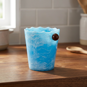 Blue Resin Ice Bucket Swirl Design Round Portable Waterproof Camping Beverage <b>Cooler</b> Handmade Barware <b>Drink</b> Chiller 3L Capacity - Product Image 1