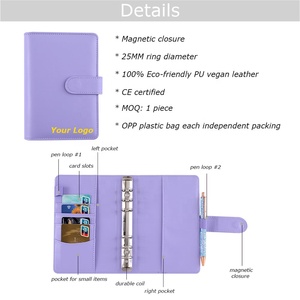 A6 pürüzsüz deri Mini cep planlayıcısı para tasarrufu sistemi 6 yüzükler 12 nakit zarflar 13 renkler İş Spiral günlüğü kumaş hazır - Product Image 5
