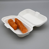 Vaisselle jetable compostable, boîte à hot-dogs en forme de coquille, boîte à lunch en bagasse de canne à sucre, fournitures biodégradables à emporter